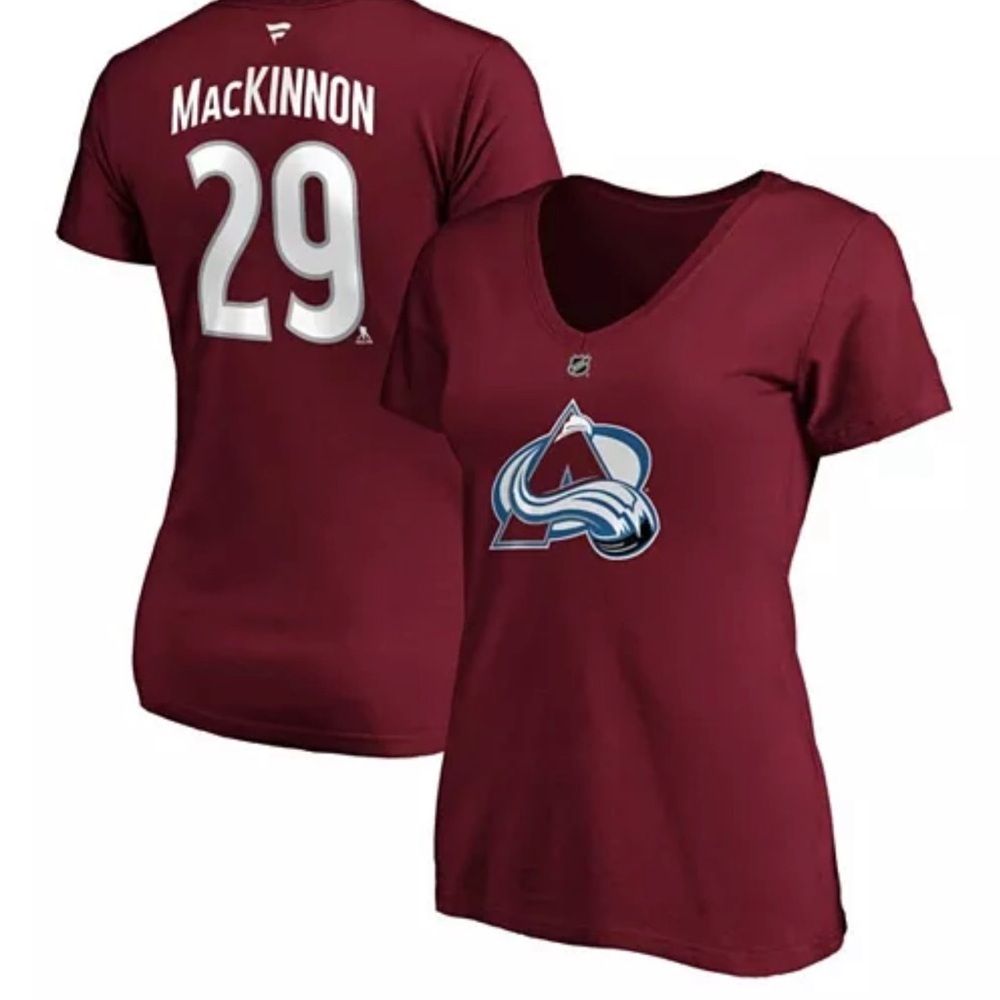 FANATICS Women's Nathan MacKinnon Colorado Avalanche VNeck Shirt NHL 3X Plus NWT